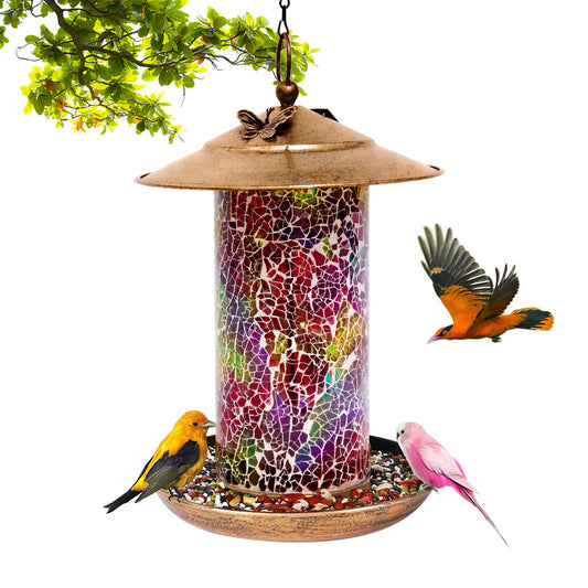 LUMIRO Outdoor Hanging Solar Bird Feeder and Garden Lantern