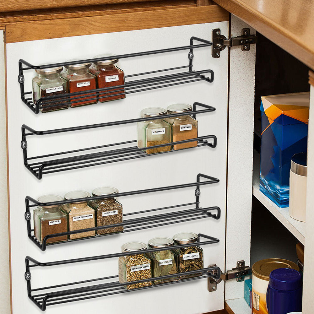 STORFEX 4 Pack Spice Rack Organizer for Cabinet or Wall Mount