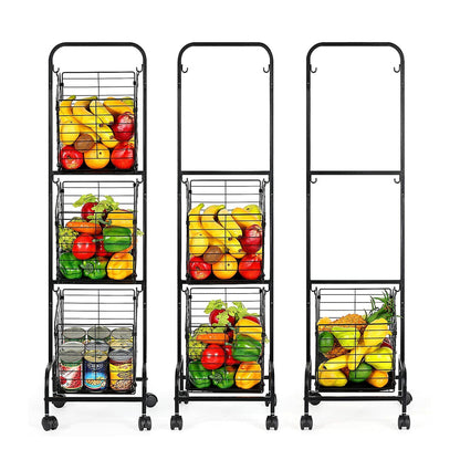 STORFEX 3-Tier Kitchen Storage Rack Removable Vegetable Cart