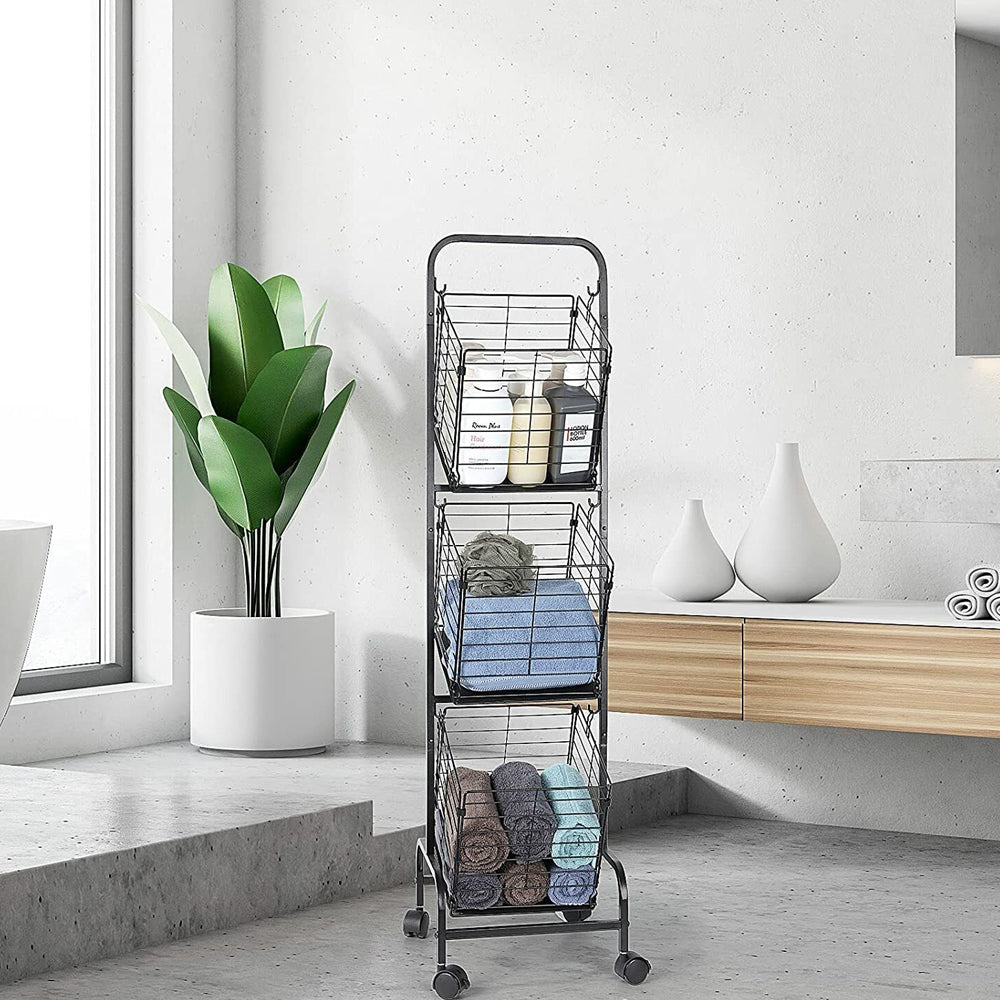 STORFEX 3-Tier Kitchen Storage Rack Removable Vegetable Cart