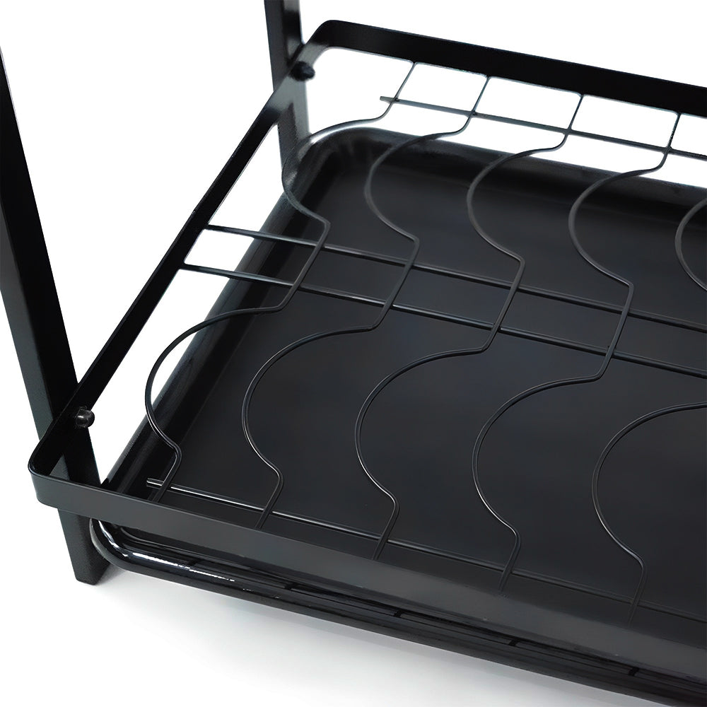 STORFEX 2 Layer Dish Drying Rack for Kitchen | Black | Steel Material