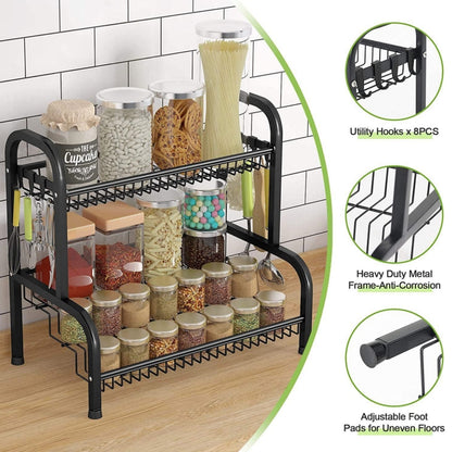 STORFEX 2 Tier Spice Racks Countertop Organizer