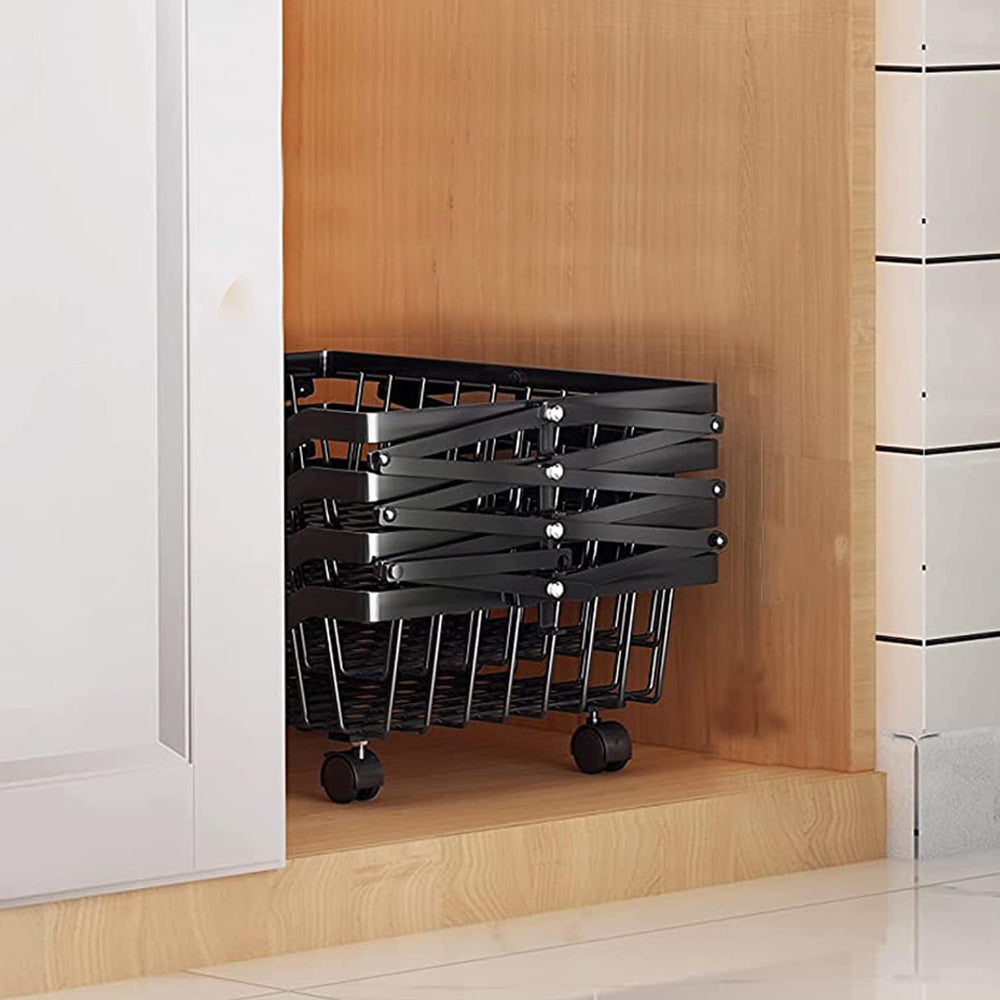 STORFEX 4 Tier Foldable Kitchen Pantry Storage Organizer Cart Baskets Rack