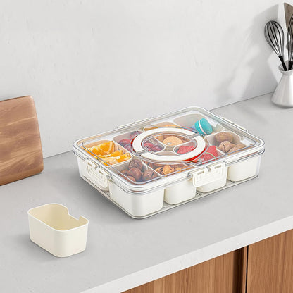 STORFEX Divided Tray with Lid and Handle Portable Snack Container