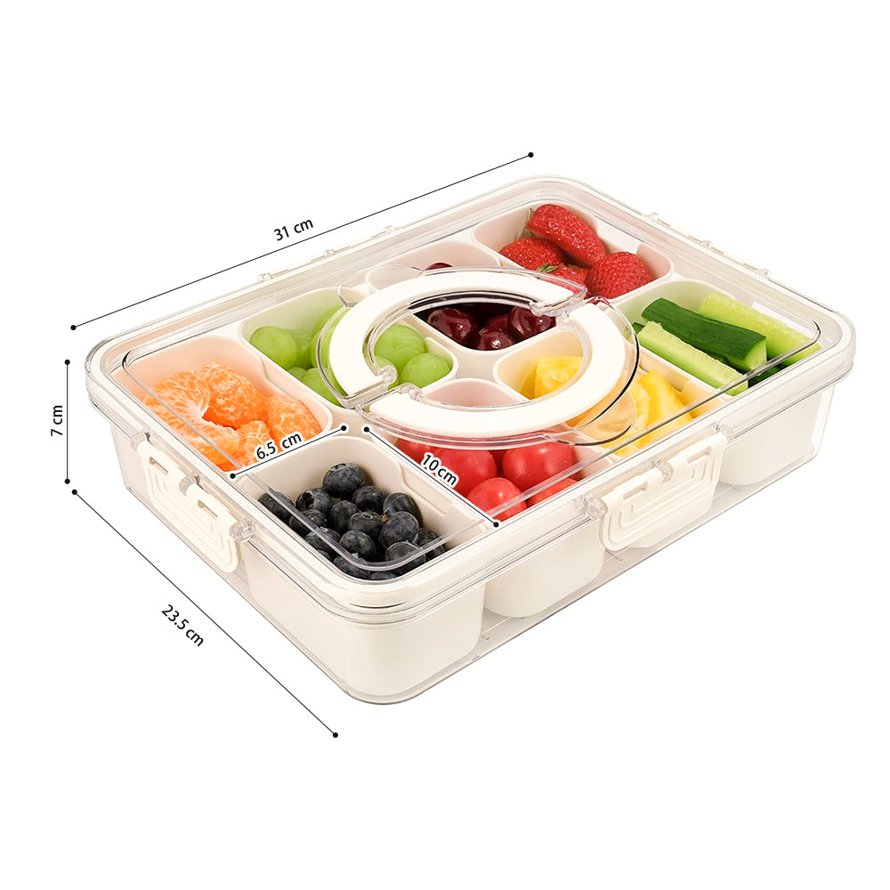 STORFEX Divided Tray with Lid and Handle Portable Snack Container