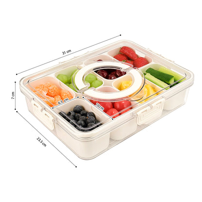 STORFEX Divided Tray with Lid and Handle Portable Snack Container