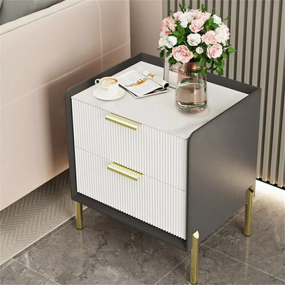 Modern White Nightstand with Storage Drawers