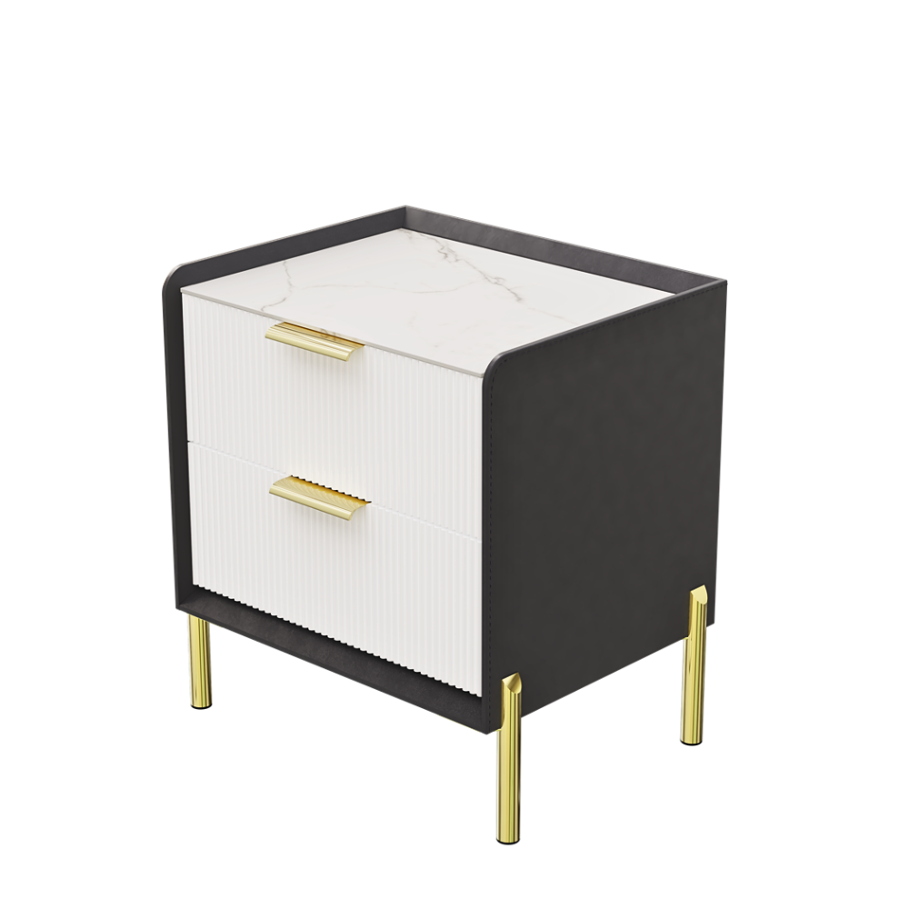 Modern White Nightstand with Storage Drawers