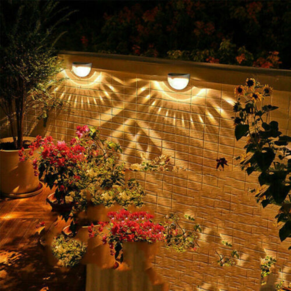 6 PCS Solar Powered LED Wall Lights Door Fence Lights Outdoor