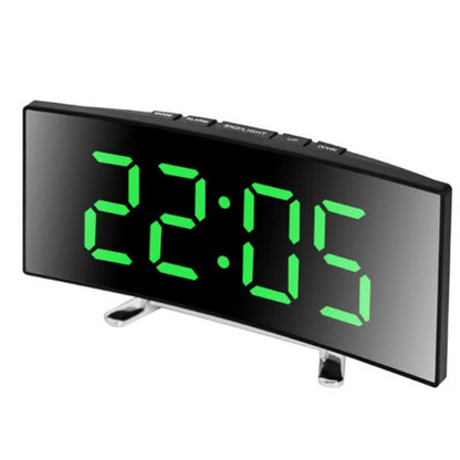 Modern Curved LED Mirror Alarm Clock