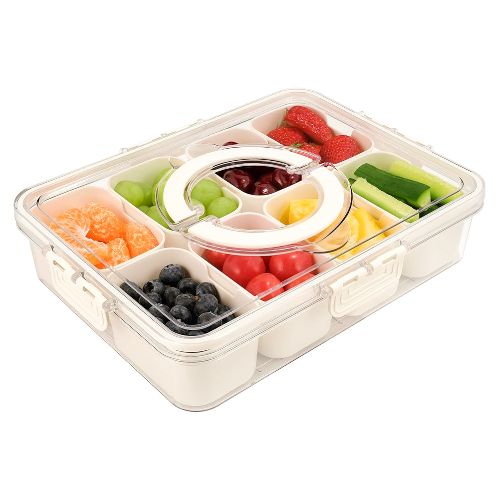 STORFEX Divided Tray with Lid and Handle Portable Snack Container